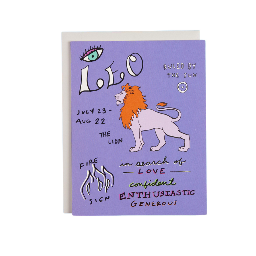 Leo Zodiac Birthday Card, Card for Leo, Unique Birthday Card Leo 