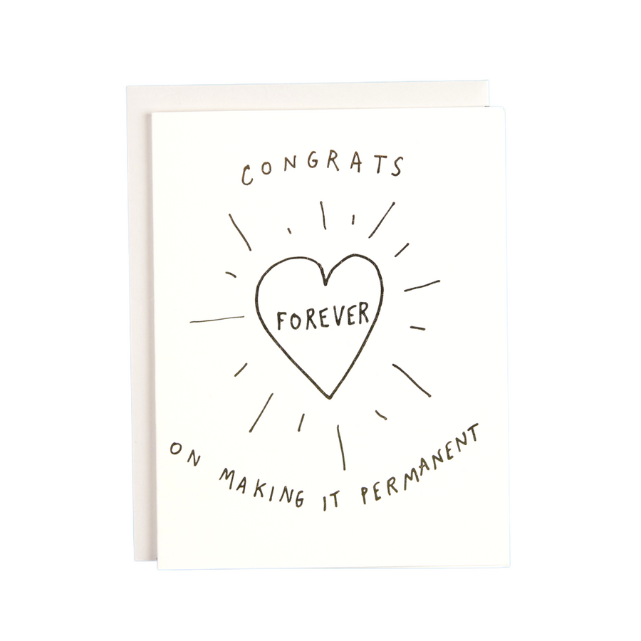 Best Selling Wedding Card Gold Foil Congrats on Making it Permanent Hand Illustrated in Tattoo Style