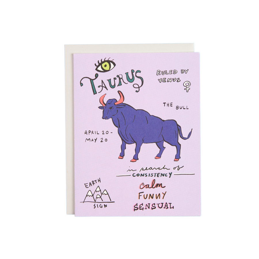 Card for Taurus, Taurus Zodiac Card, Taurus Season, The Bull Taurus Greeting Card